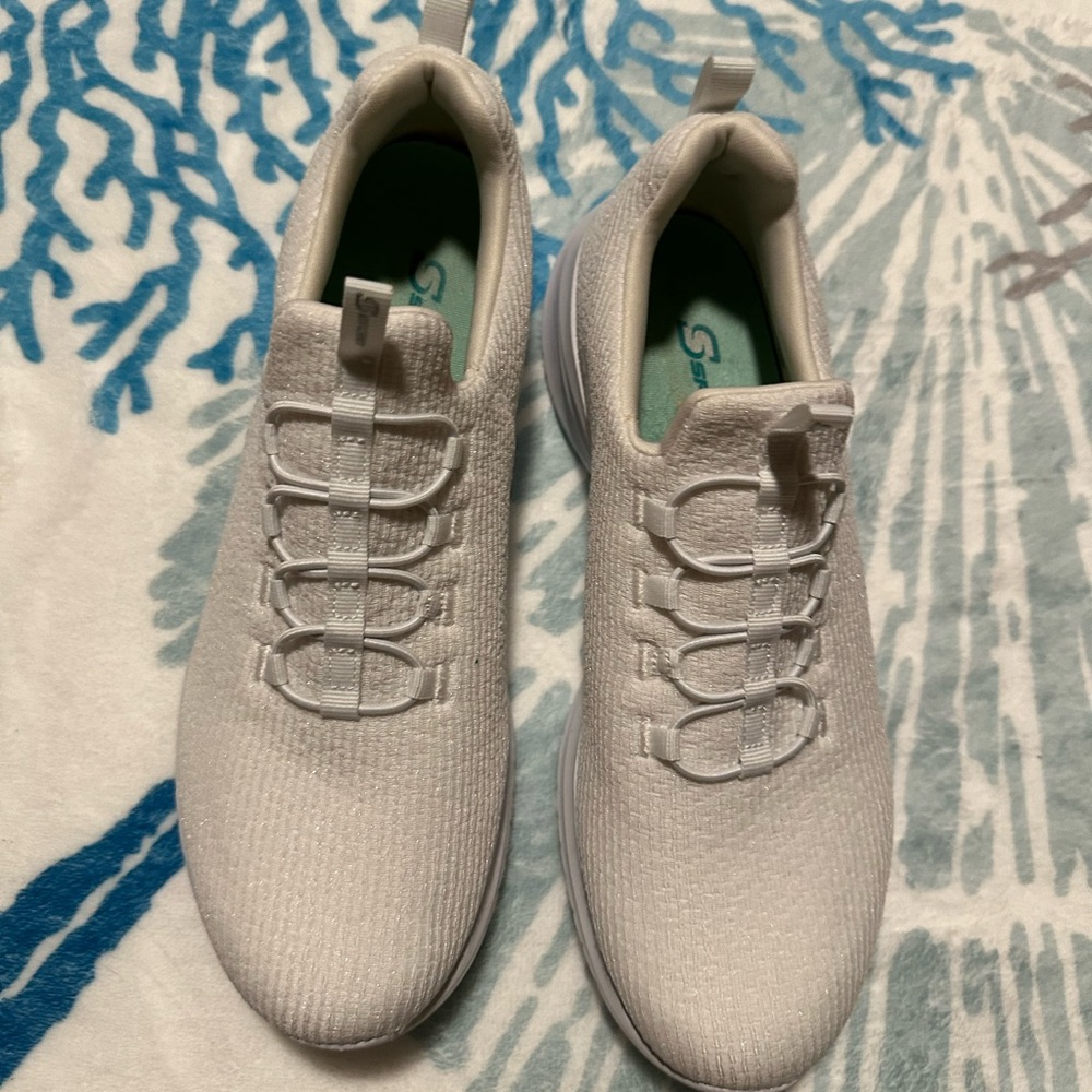 Skechers White Knit Sneakers